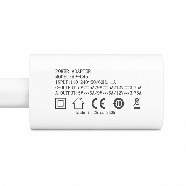 شارژر دیواری 45 وات 2 پورت سی سی آی تی مدل AP-C45 به همراه کابل تبدیل USB به USB-C