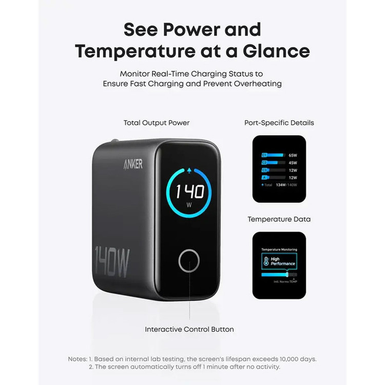 شارژر دیواری 140 وات انکر مدل A2697 به همراه کابل USB-C به طول 1.5 متر