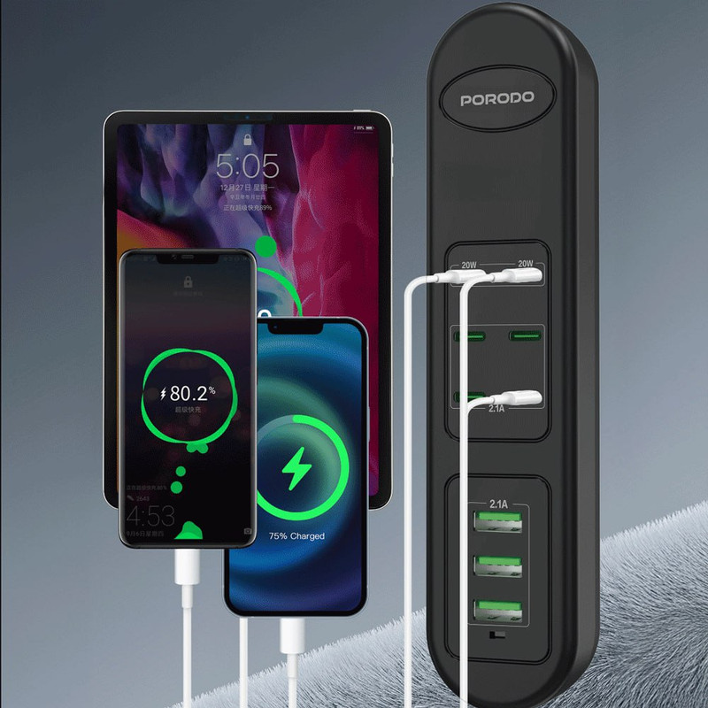 شارژر رومیزی 50وات پرودو مدل 50W Multi-Port USB Charging HUB