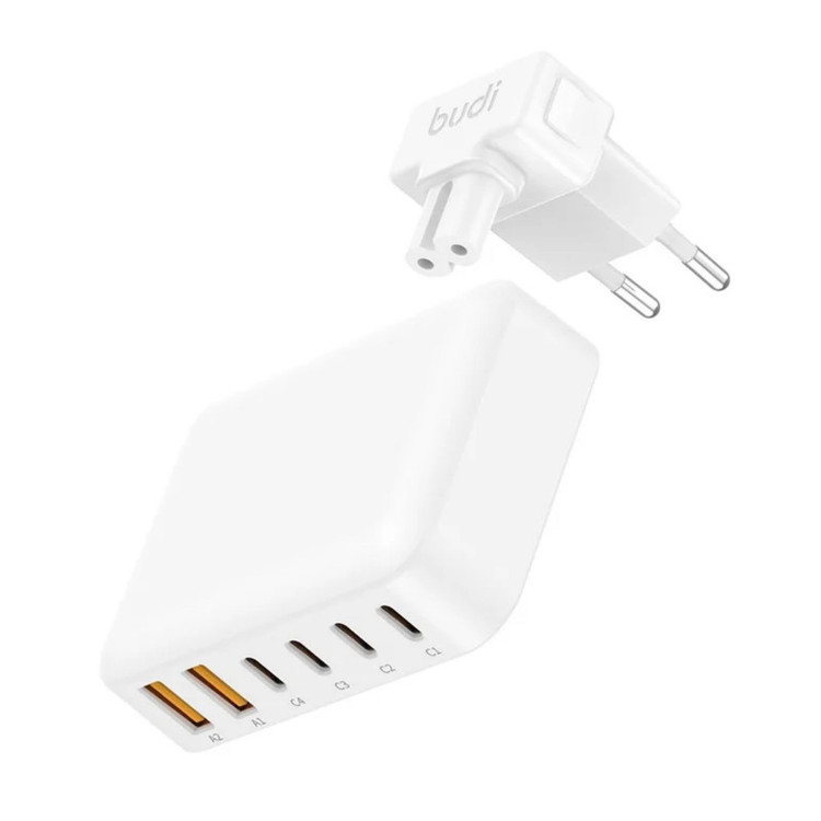شارژر رومیزی 60 وات شش پورت بودی مدل AC318EW به همراه کابل برق و تبدیل