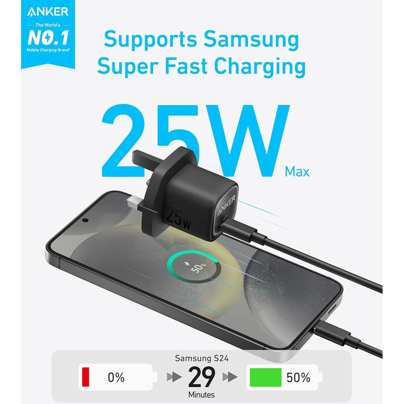 شارژر دیواری 25 وات انکر مدل A2656 به همراه کابل USB-C به طول 1.5 متر