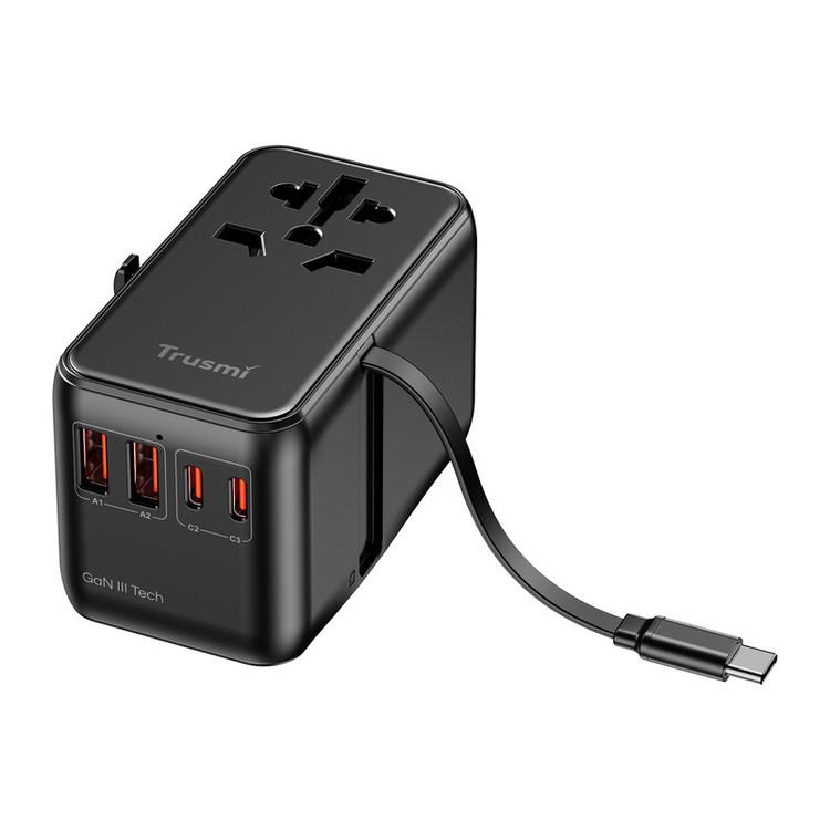 شارژر دیواری 70 وات 4 پورت تراسمی مدل CH18-03 Super Fast Charge PD 70W GaN به همراه کابل USB-C