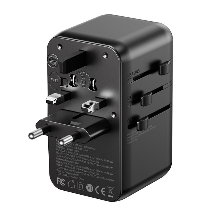 شارژر دیواری 70 وات 4 پورت تراسمی مدل CH18-03 Super Fast Charge PD 70W GaN به همراه کابل USB-C