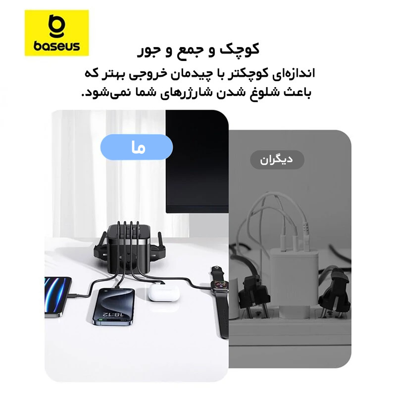 شارژر رومیزی 30 وات بیسوس مدل PowerCombo BPS30-3E