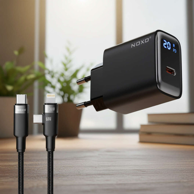 شارژر دیواری 20 وات نوکسو مدل CHN-5 به همراه کابل USB-C / لایتنینگ