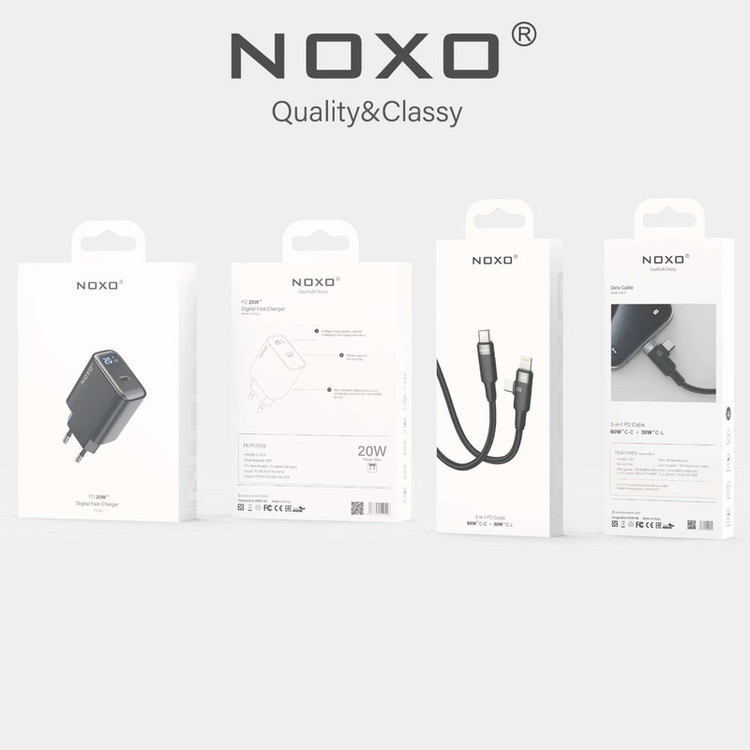 شارژر دیواری 20 وات نوکسو مدل CHN-5 به همراه کابل USB-C / لایتنینگ