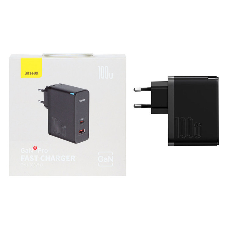 شارژر دیواری 100 وات دو پورت بیسوس مدل GaN5 PRO
