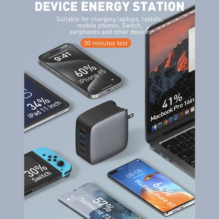 شارژر دیواری ۱۰۰ وات ۴ پورت الدینیو مدل Q408 به همراه کابل USB-C