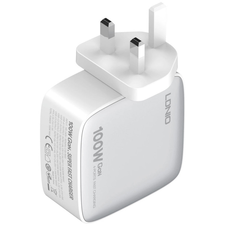 شارژر دیواری ۱۰۰ وات ۴ پورت الدینیو مدل Q408 به همراه کابل USB-C