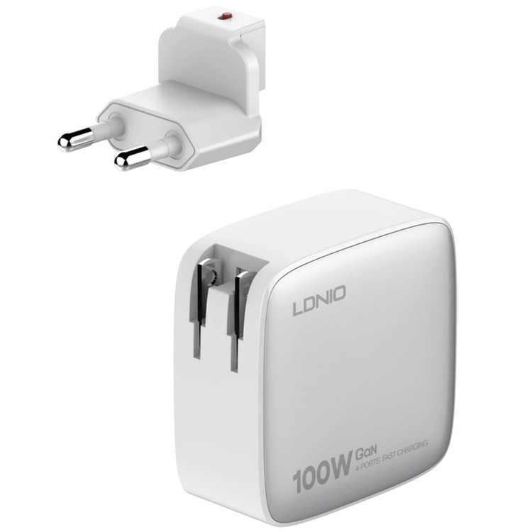 شارژر دیواری ۱۰۰ وات ۴ پورت الدینیو مدل Q408 به همراه کابل USB-C