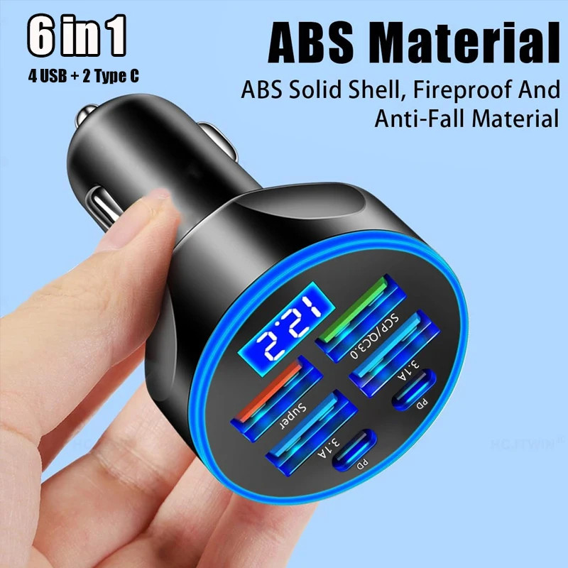 شارژر فندکی 66 وات 6 پورت مدل FP-89i
