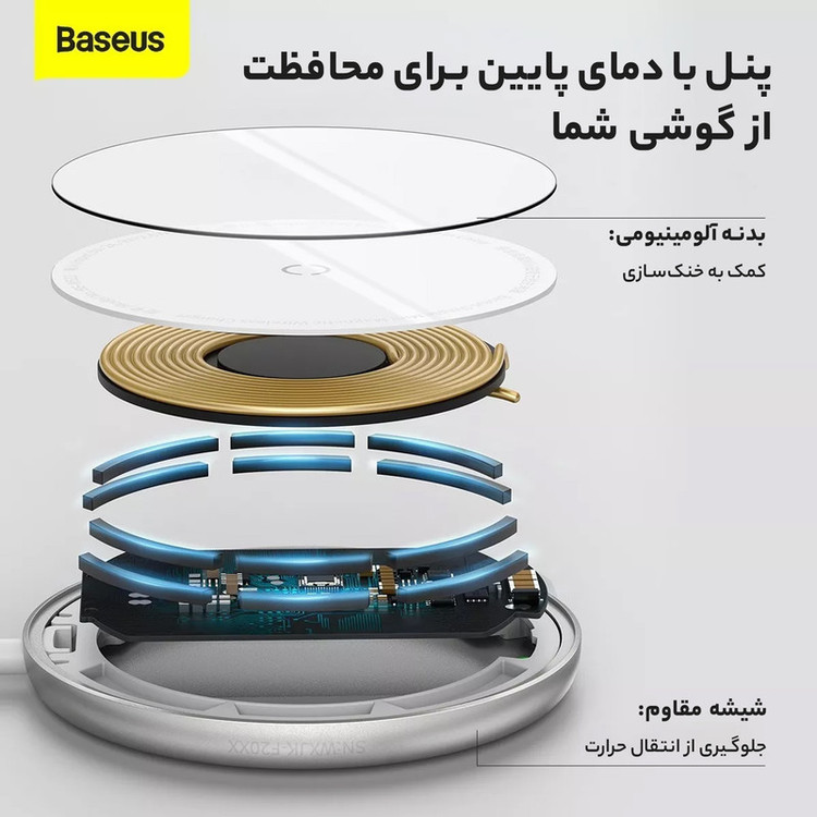 شارژر بی سیم باسئوس مدل Simple Mini Magnetic Wireless Charger WX01-JKF