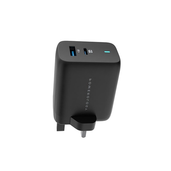 شارژر دیواری 63 وات پاورلوژی مدل Powerology 63W Ultra-Quick GaN Charger with USB-C Cable