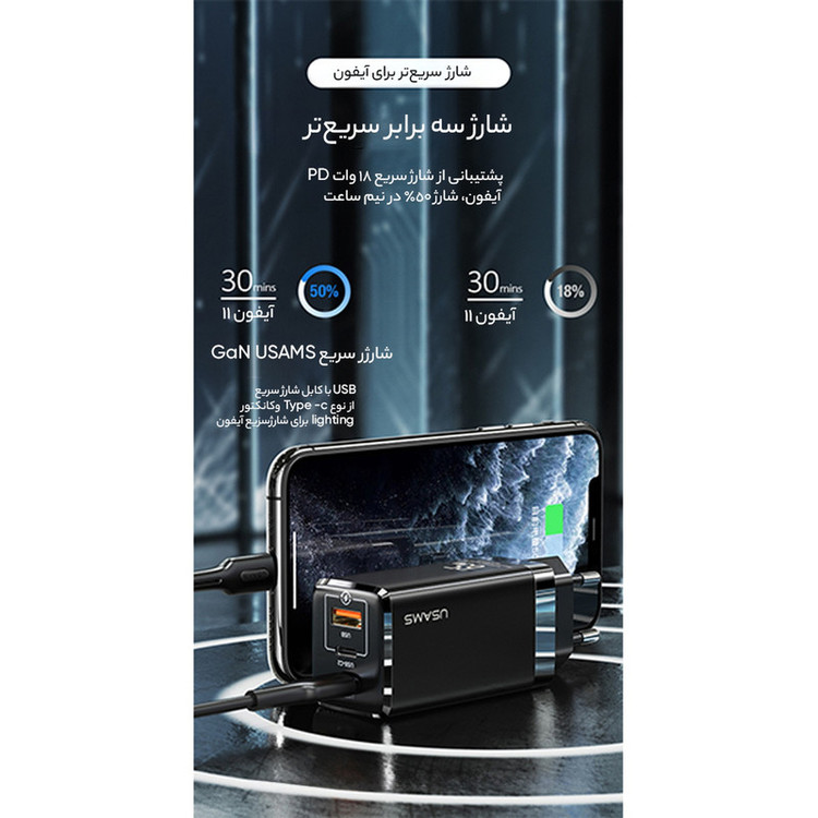 شارژر دیواری 65 وات یوسمز مدل US-CC110