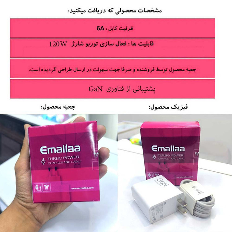 شارژر دیواری 120 وات ایمالا مدل MDY-14-EE به همراه کابل USB-C