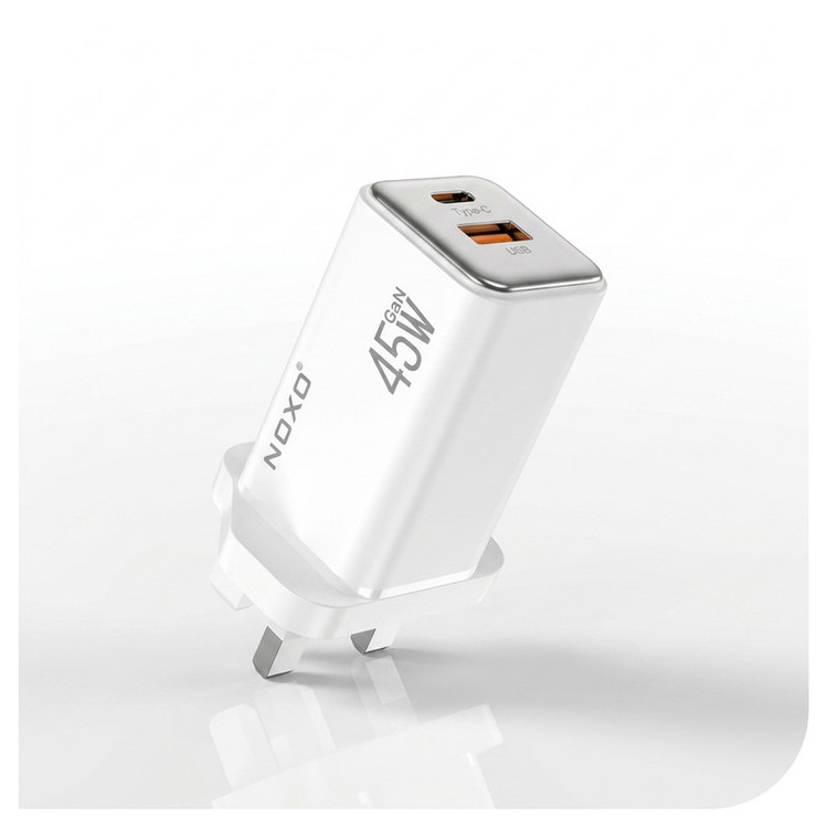 شارژر دیواری 45 وات دو پورت نوکسو مدل CHN‑8 UK به همراه کابل usb‑C