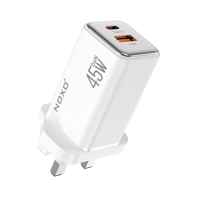 شارژر دیواری 45 وات دو پورت نوکسو مدل CHN‑8 UK به همراه کابل usb‑C