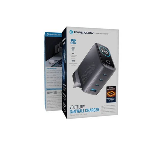 شارژر دیواری 140 وات 4 پورت پاورولوجی مدل Voltflow