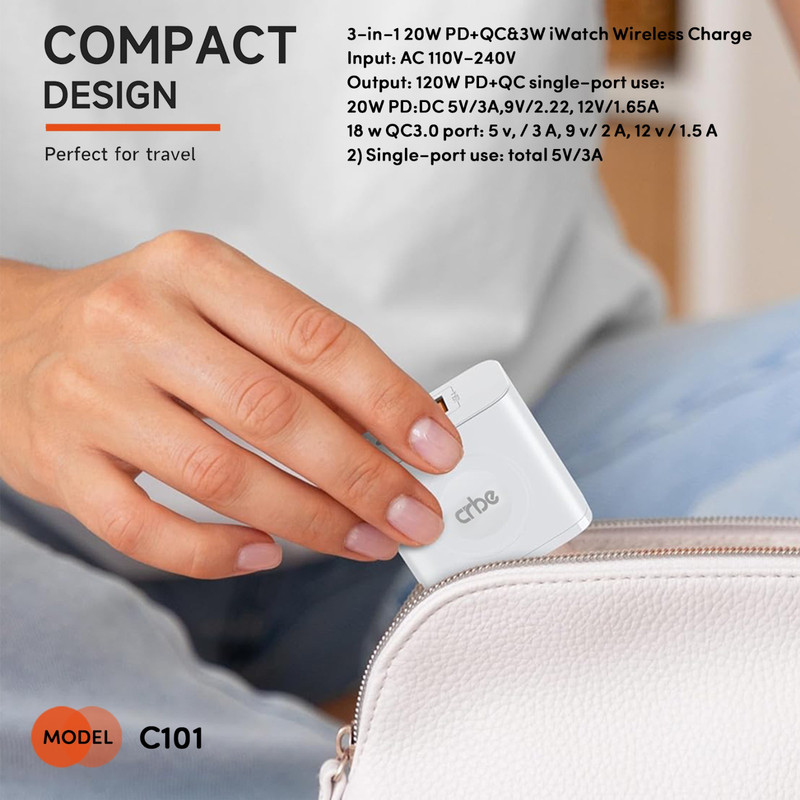 شارژر دیواری 23 وات کربی مدل C101 3in1