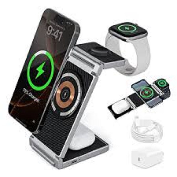 شارژر بی سیم 15 وات 3 پورت مدل T30 به همراه کابل USB-C