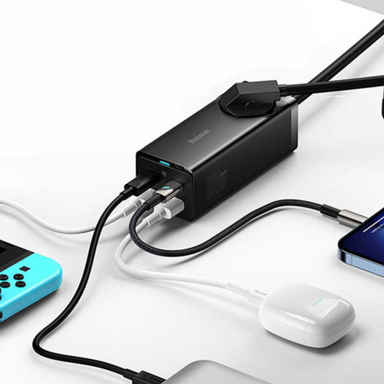 شارژر رومیزی 100 وات بیسوس مدل CCGAN100-1ACE به همراه کابل USB-C
