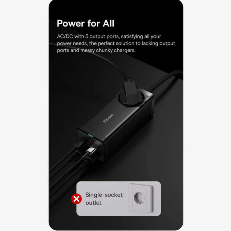 شارژر رومیزی 100 وات بیسوس مدل CCGAN100-1ACE به همراه کابل USB-C