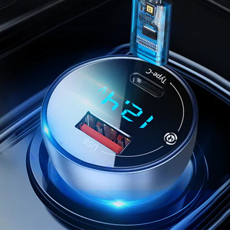 شارژر فندکی 65 وات باسئوس مدل Particular Digital Display QC+PPS