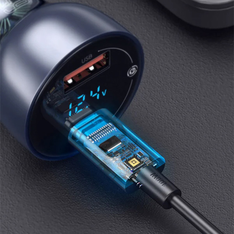 شارژر فندکی 65 وات باسئوس مدل Particular Digital Display QC+PPS