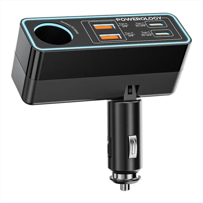 شارژر فندکی 125 وات 5 پورت پاورولوجی مدل Brio 125W PWDA58BK