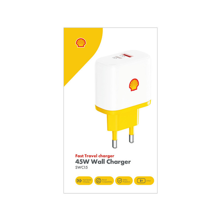 شارژر دیواری 45 وات شل مدل SWC15 به همراه کابل USB-C