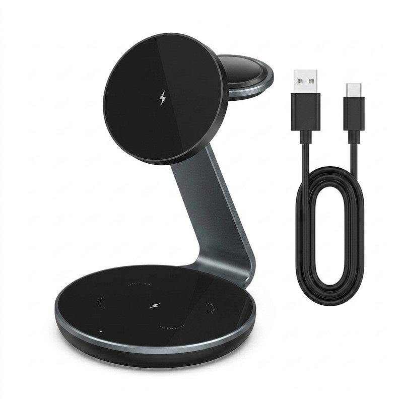 شارژر بی سیم 15وات 3پورت مدل 2371 به همراه کابل USB_C