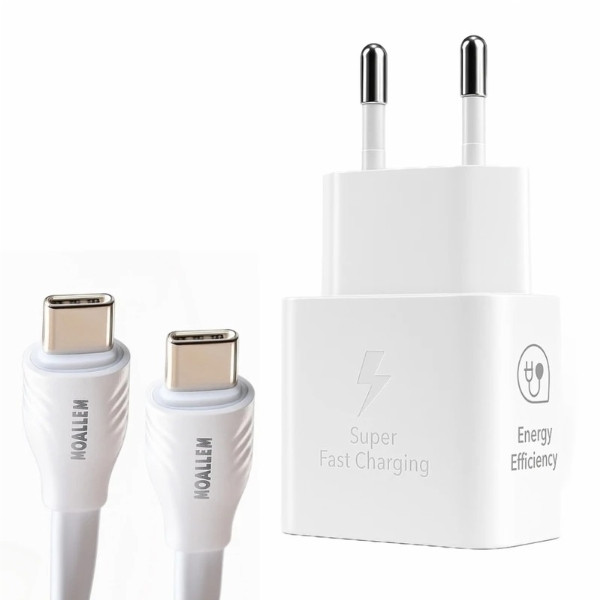 شارژر دیواری 25 وات معلم نوین مدل A37 به همراه کابل USB-C به طول 1 متر