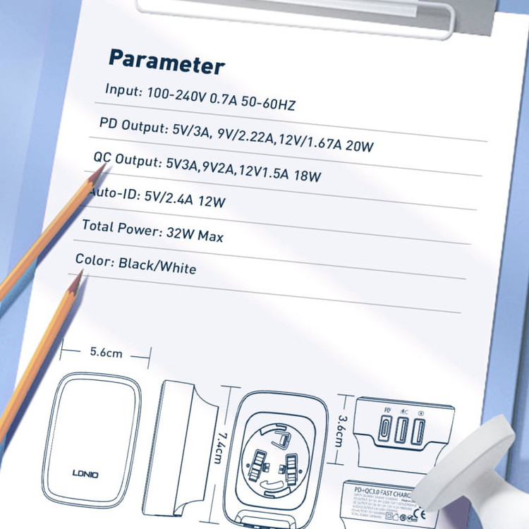 شارژر دیواری 32 وات الدینیو مدل Q334 به همراه کابل USB-C