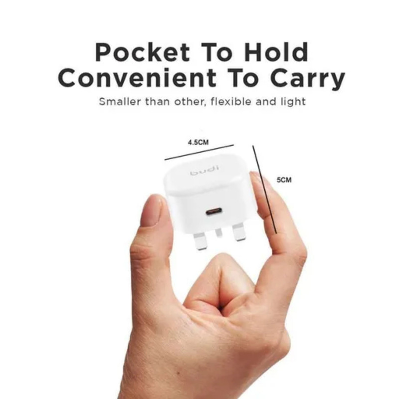 شارژر دیواری 20 وات بودی مدل AC361UTTWS به همراه کابل تبدیل USB-C