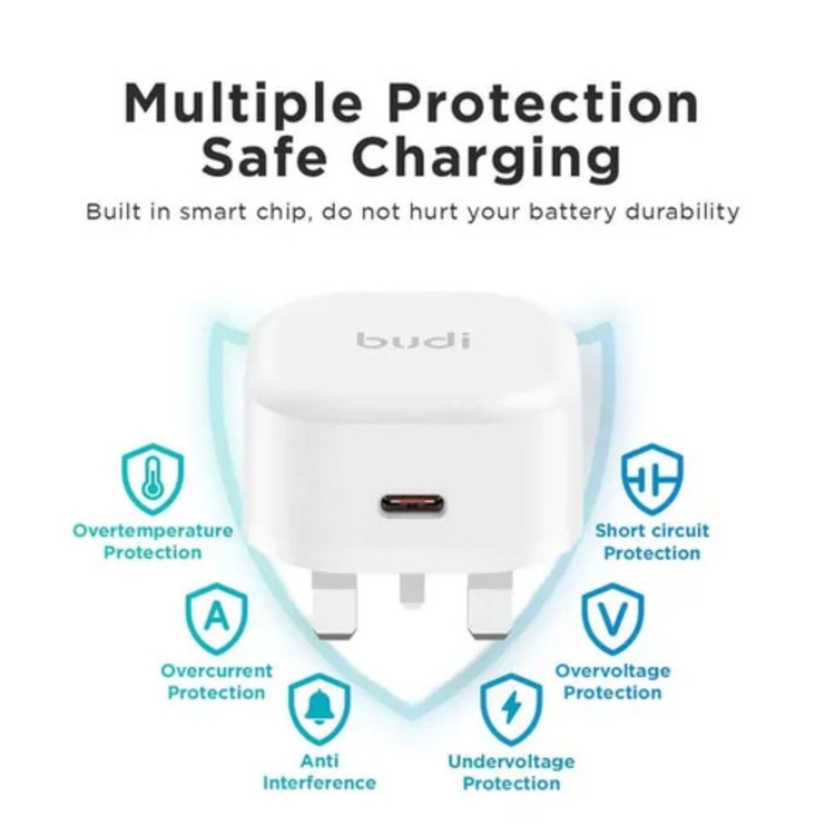شارژر دیواری 20 وات بودی مدل AC361UTTWS به همراه کابل تبدیل USB-C