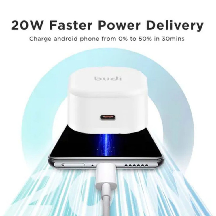 شارژر دیواری 20 وات بودی مدل AC361UTTWS به همراه کابل تبدیل USB-C