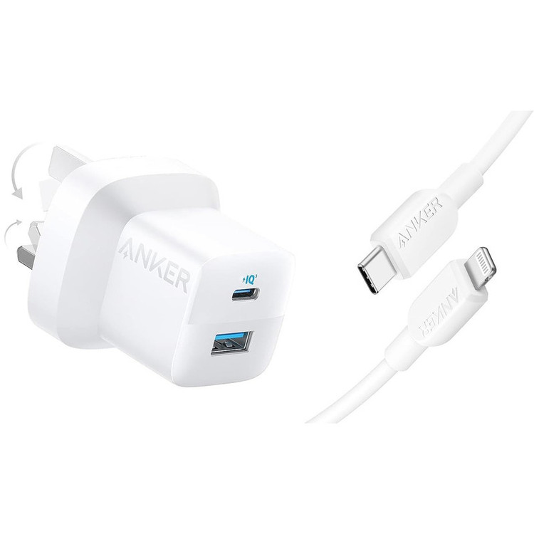 شارژر دیواری 33 وات انکر مدل B2331K21 به همراه کابل USB-C به لایتنینگ به طول 1 متر