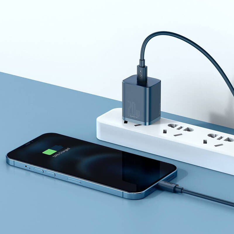 شارژر دیواری باسئوس مدل TZCCSUP-20W به همراه کابل تبدیل لایتنینگ