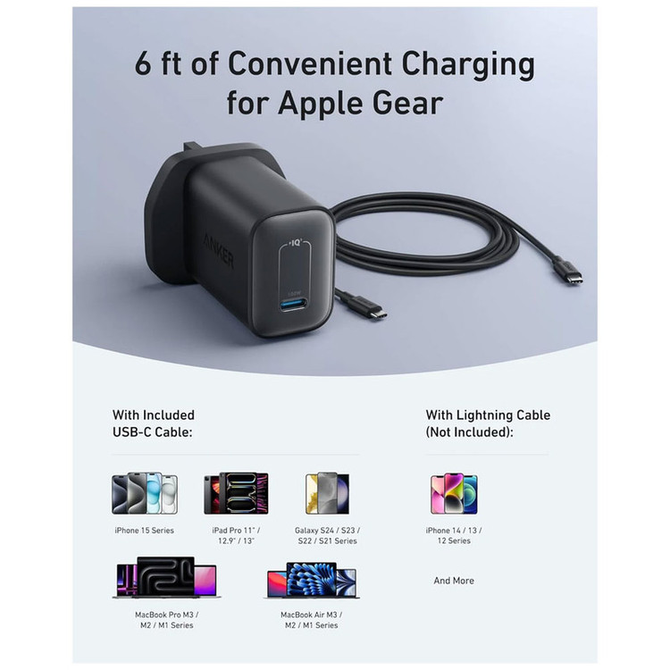 شارژر دیواری 100 وات انکر مدل B2679 به همراه کابل USB-C به طول 1.8 متر