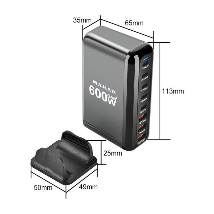 شارژر رومیزی 600 وات هشت پورت ماکار مدل 600W-Desktop