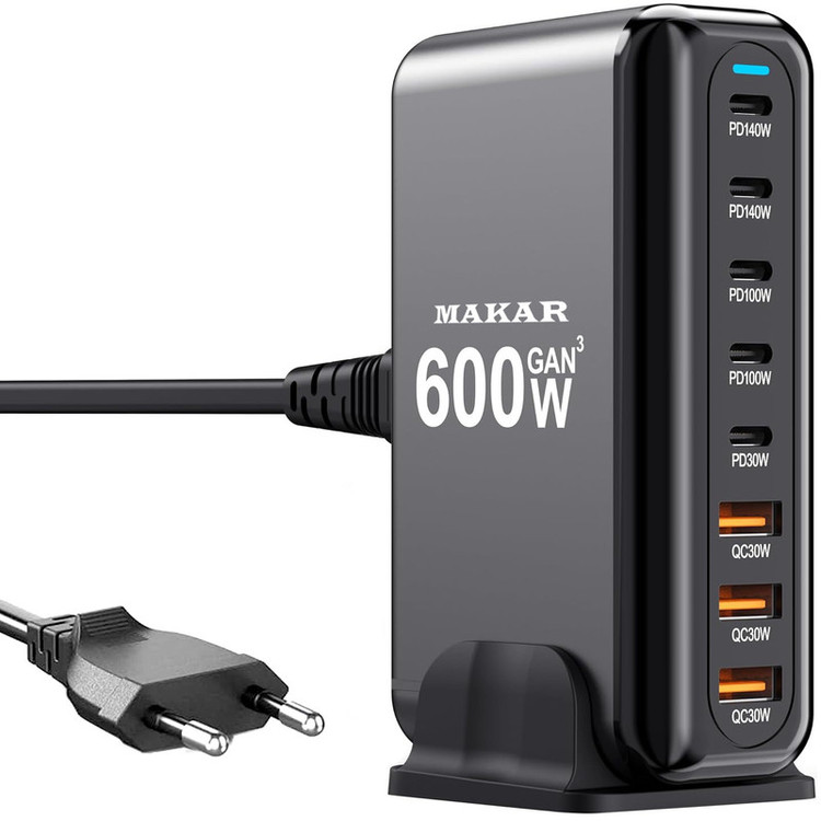 شارژر رومیزی 600 وات هشت پورت ماکار مدل 600W-Desktop