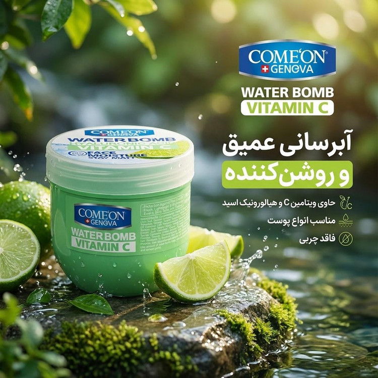 کرم آبرسان کامان سری واتربمب مدل VITAMIN C حجم 200 میلیلیتر