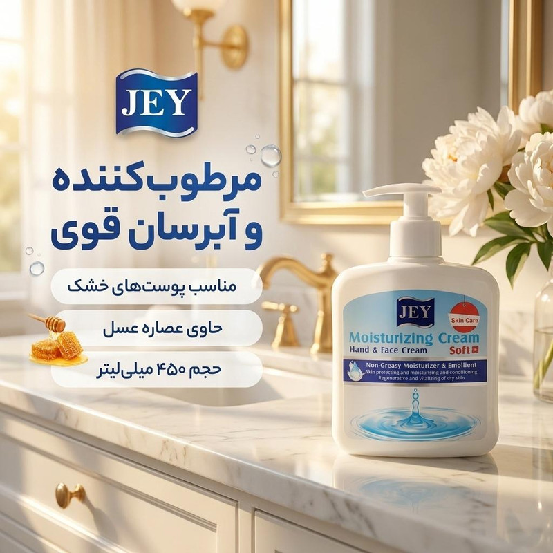 کرم نرمکننده و مرطوبکننده دست و صورت جی مدل Soft مناسب پوستهای خشک حجم 450 میلیلیتر