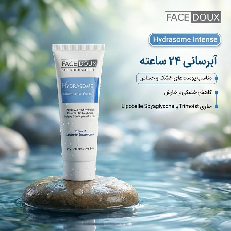 کرم مرطوب کننده فیس دوکس مدل hydrasome intense مناسب پوست های خشک و حساس حجم 50 میلی لیتر