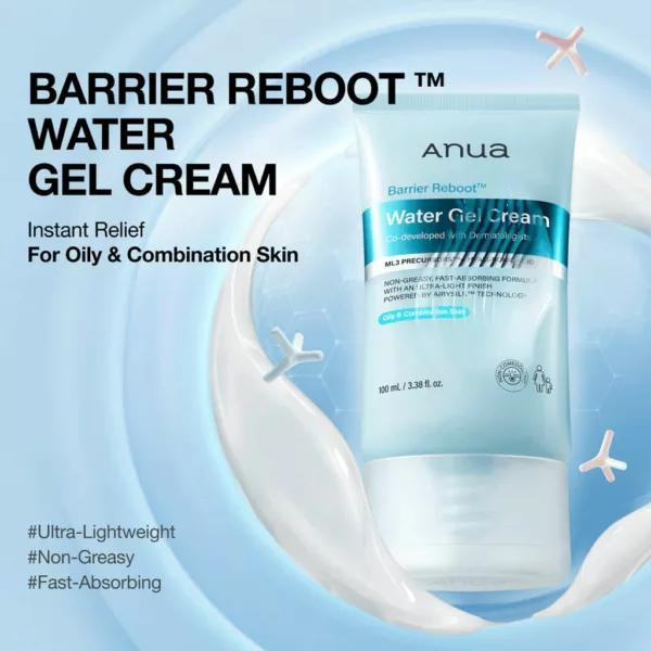 واتر ژل آبرسان صورت و بدن آنوا مدل Water Gel مناسب پوست چرب و مختلط حجم 100 میلی لیتر