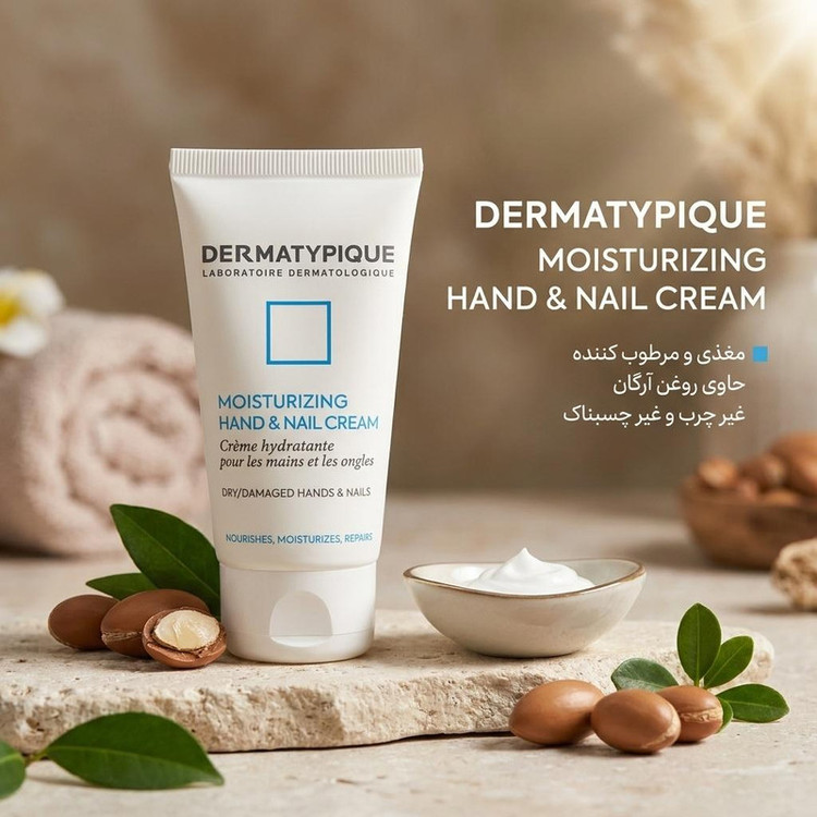 کرم مرطوب کننده دست و ناخن درماتیپیک مدل MOISTURIZING حجم 50 میلی لیتر