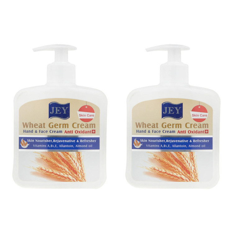 کرم مرطوبکننده دست و صورت جی مدل Wheat-Germ مناسب برای انواع پوست حجم 450 میلی لیتر مجموعه 2 عددی