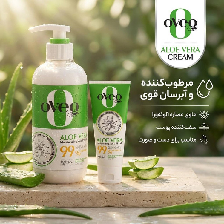 کرم مرطوبکننده اوک شاین مدل آلوئهورا حجم 400 میلیلیتر به همراه کرم مرطوبکننده اوک شاین کد 01 حجم 75 میلیلیتر