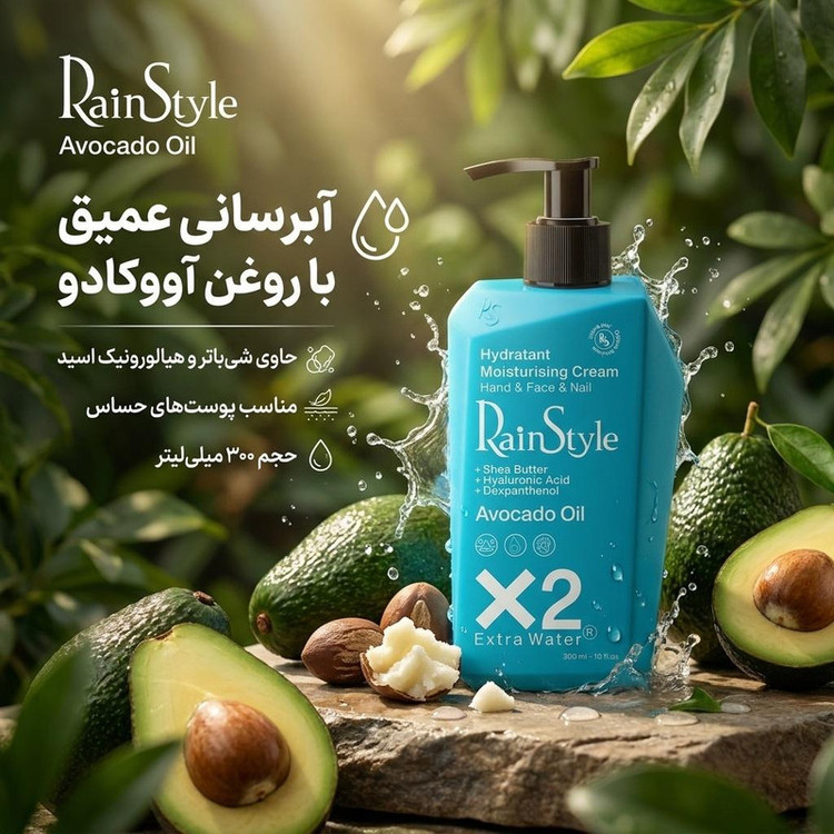 کرم آبرسان و مرطوب کننده رین استایل مدل روغن آووکادو حجم 300 میلی لیتر