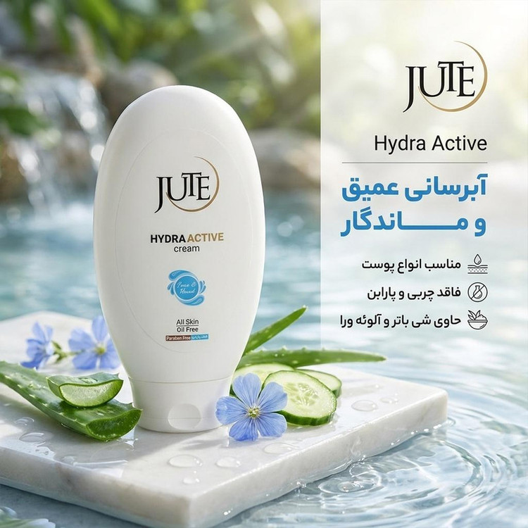 کرم مرطوب کننده و آبرسان دست و صورت ژوت مدل Hydra Active مناسب برای انواع پوست حجم 150 میلی لیتر